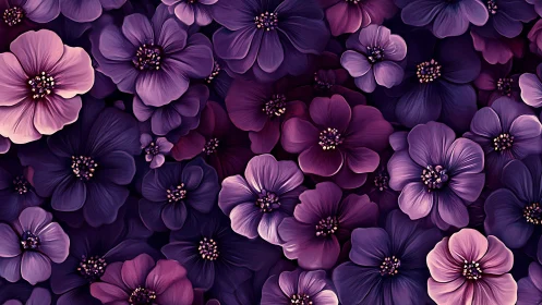 Purple Cosmos Flowers Rendered with Volumetric Petals and Metallic Stamens.