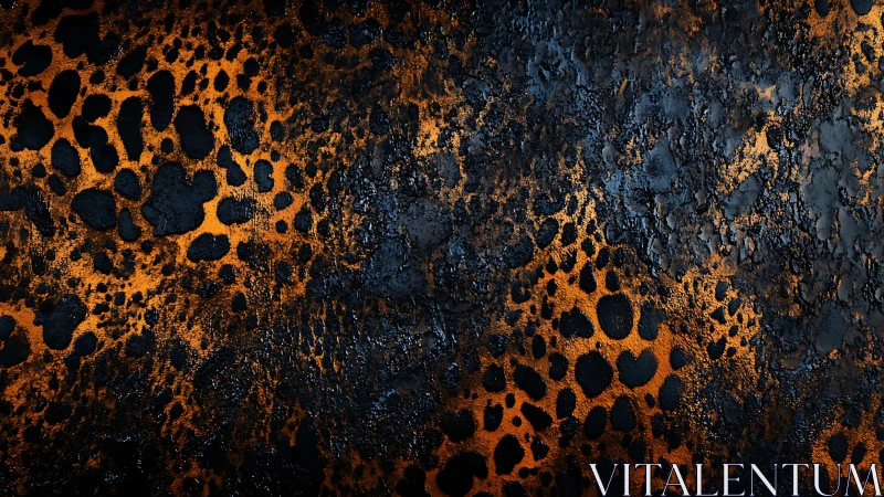 Leopard-pattern molten texture over charred black ground.