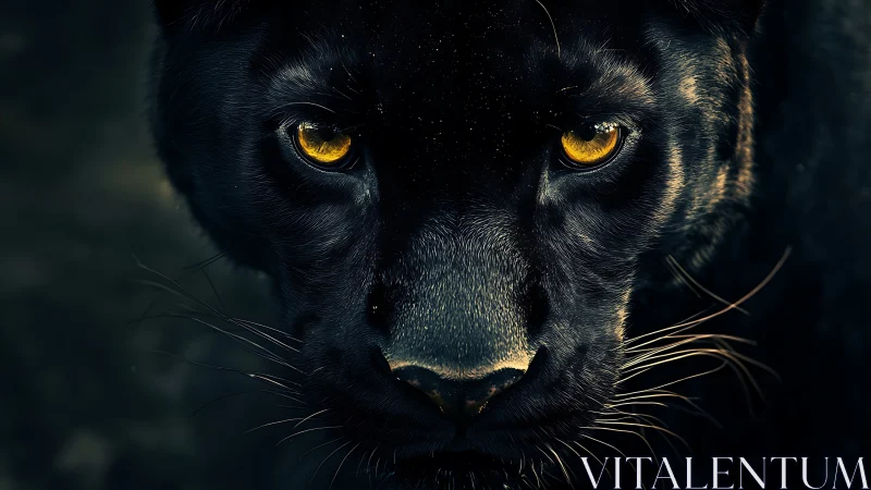 Black Panther Portrait: Amber Eyes in Shadowed Illumination.