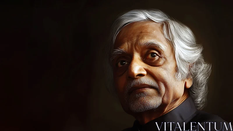 Gentle elder in soft light with thoughtful, knowing gaze.