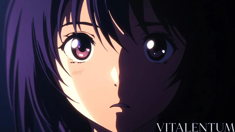 Starlit eyes linger where shadow slices the anime gaze