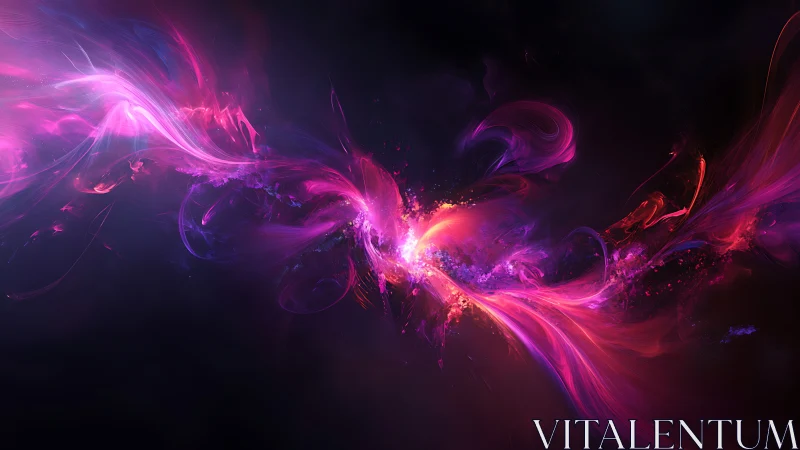 Radiant cosmic ribbons swirl in glowing pink and violet light