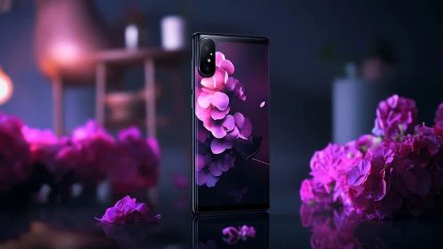 Neon Bloom: Digital Orchids Dance Through Cyberpunk Night.