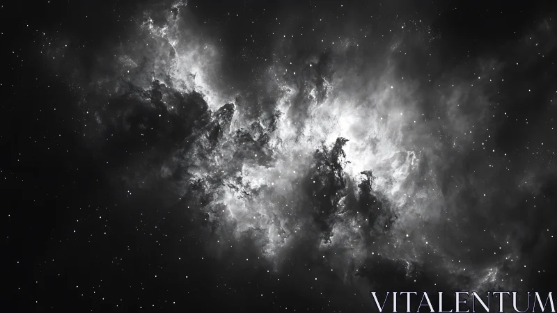 Monochrome emission nebula with dense ionized gas filaments.