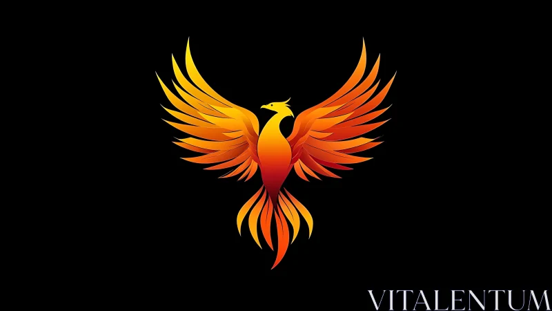 Vibrant digital phoenix illustration in fiery orange and gold tones.