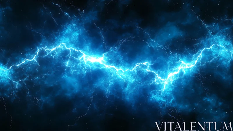 Electric blue lightning river across a glowing night sky.