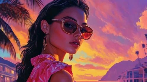 Chromatic coastal portrait under saturated sunset spectrum.