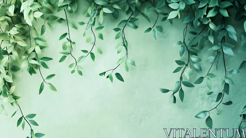 Trailing vines sketch soft stories on a minty wall sky
