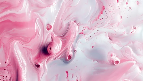Soft pink fluid abstraction with smooth swirling forms.