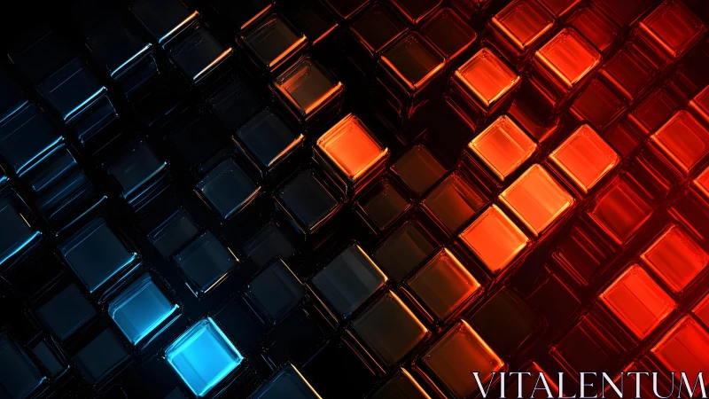 Glowing blue and orange cubes in a cozy digital rhythm.