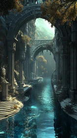 Sunken arches cradle a turquoise river of remembered light