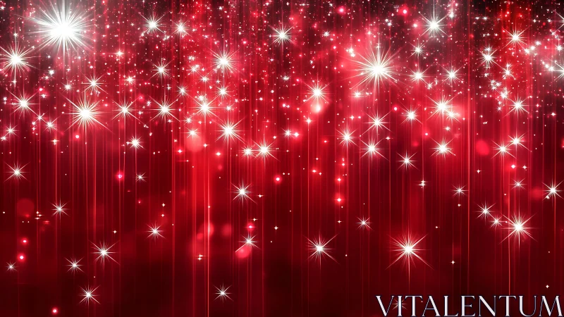 Radiant red backdrop glows with cascading white starbursts