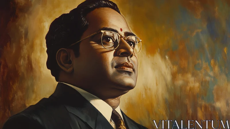 Portrait of dignified man in suit against warm abstract background