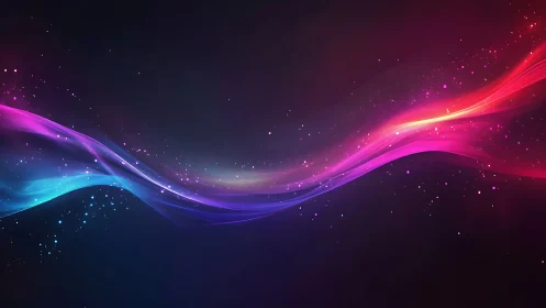 Luminous neon wave ribbons across deep cosmic void.