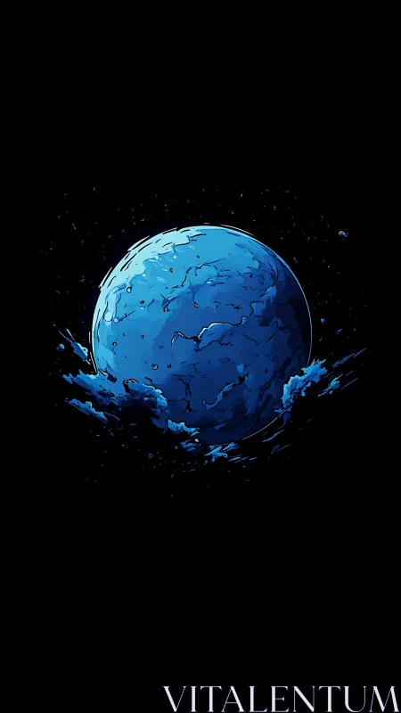 Blue planetary body rendered against uniform black space
