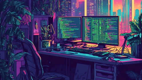 Bioluminescent cyber workstation with dual code displays.