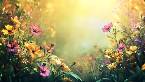 Depth-of-Field Floral Composition with Warm Golden Light.