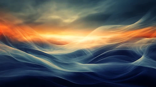 Layered abstract seascape under diffuse luminous horizon.