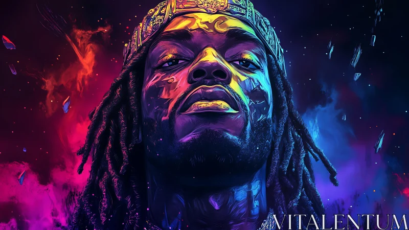 Vibrant neon portrait crowns a confident modern icon