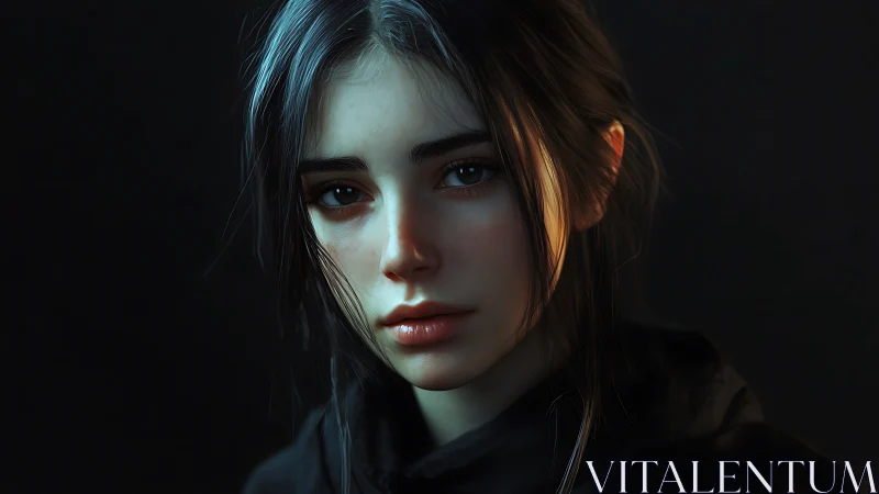 Young woman portrait shows soft lighting and neutral mood