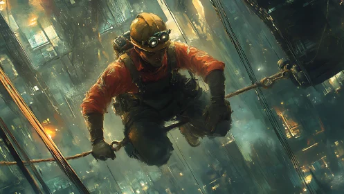 Skyline rope-runner balances grit and neon-lit vertigo