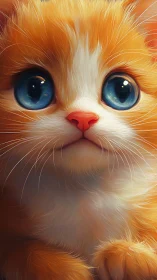 Sapphire Gaze: The Flame-Furred Feline's Mesmerizing Stare.