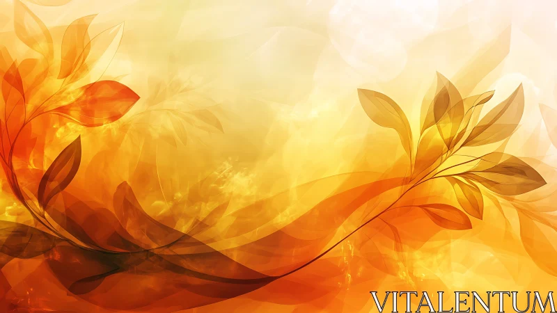 Glowing amber leaves drifting through abstract light.