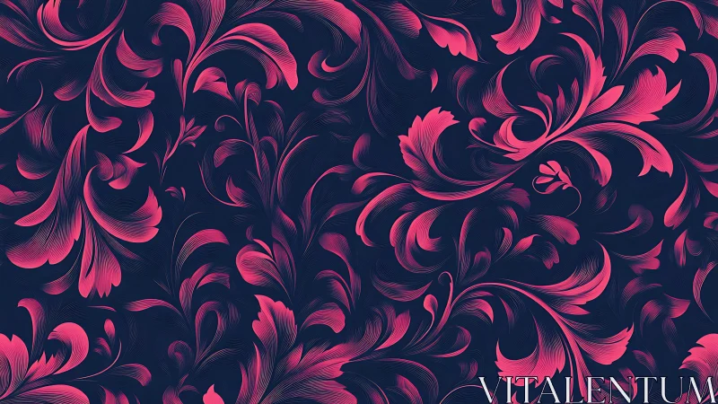 Graceful pink flourishes dance softly across deep night blue