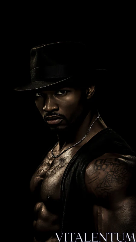 Shadow-draped contender studies the dark with steel poise