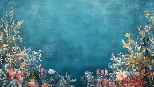 Underwater coral garden frames tranquil teal seascape