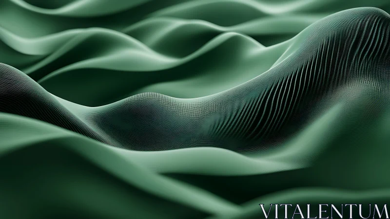 Green digital waves form abstract ridged landscape surface