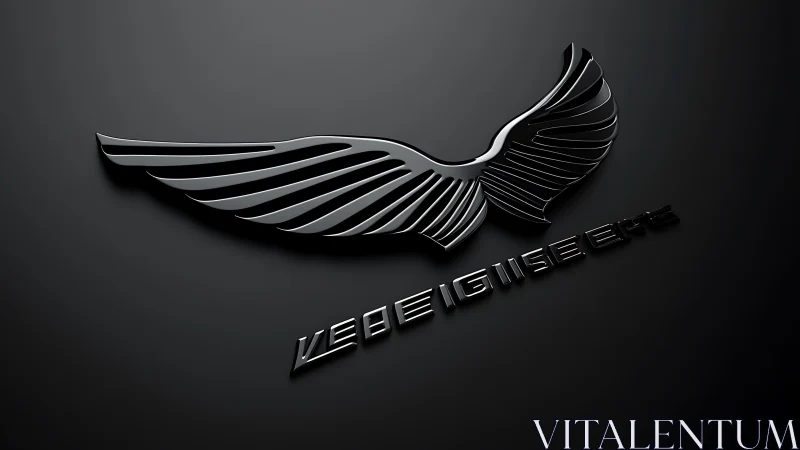 Midnight chrome wing emblem gliding across shadowed silence.
