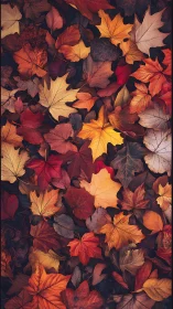 Colorful autumn leaves in dense overlapping pattern.