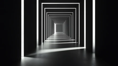 Infinite Passage Through Glowing Rectangular Frames.