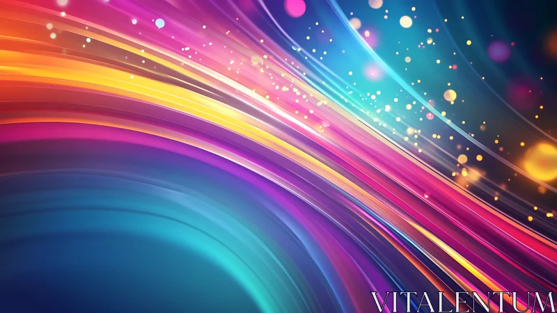 Vibrant neon light trails sweep across a radiant cosmic night