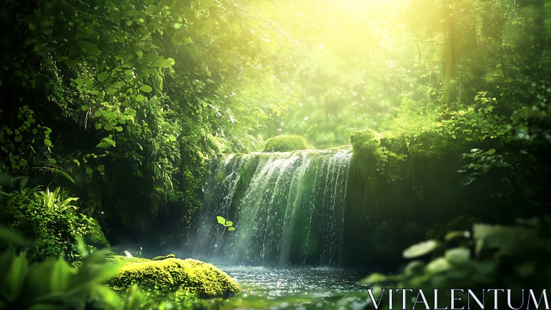 Emerald Cathedral: Where Sunlit Waters Dance Through Verdant Sanctuary.