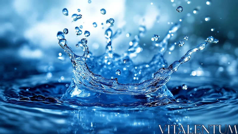 Crystal water splash arcs upward in sharp frozen motion.