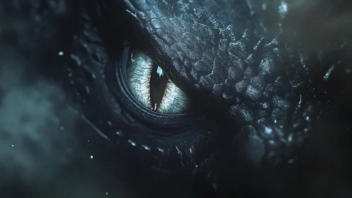 Dragon eye macro with iridescent scales and cinematic light.