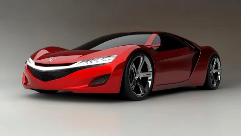 Red performance concept car rendered in studio lighting.