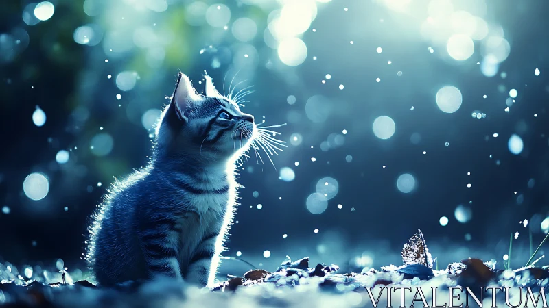 Whisker-Lit Watcher: Feline Frost Dreamer.