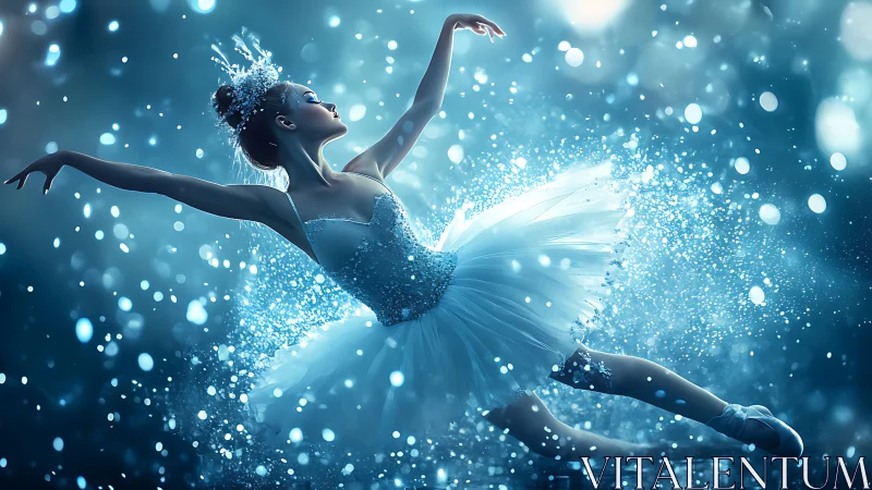 Kinetic ballet silhouette in crystalline bokeh luminance field.