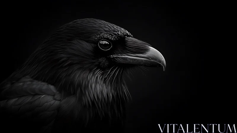 Midnight raven portrait glowing with quiet intelligence.