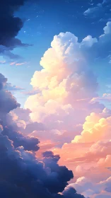 Sunrise kingdoms stacked in towering cotton cloud spires.