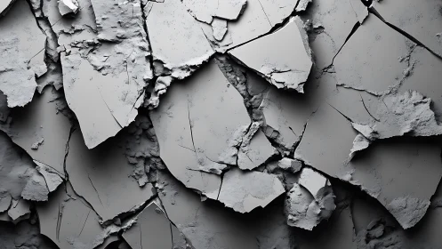 Cracked gray concrete shards form a dramatic abstract surface