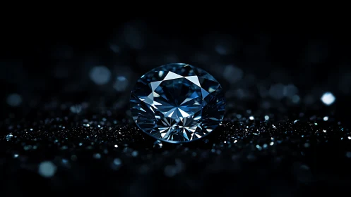 Midnight diamond humming with neon starlight on velvet dust.