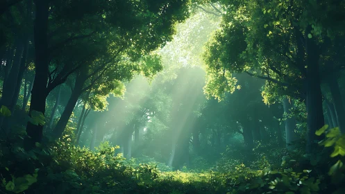 Sunlight Through the Ancient Forest Canopy.