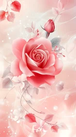 Pink Rose Garden Bloom Digital Art Composition.
