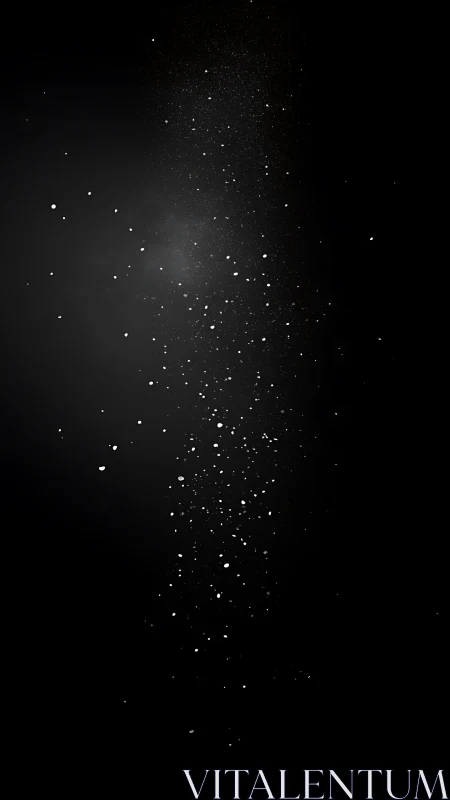 Fine particulate cloud suspended in dark negative space.