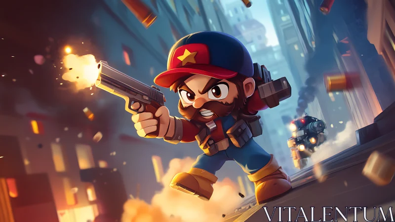 Tiny city hero races through a blazing, bullet-bright alley.