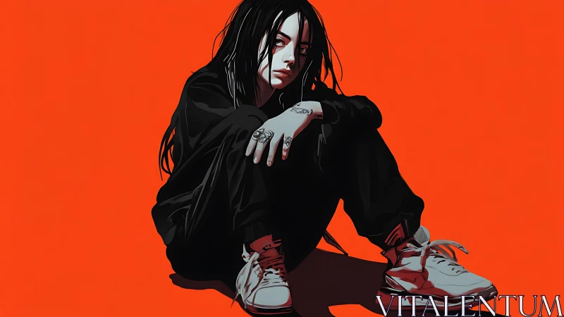 Streetlit solitude curls into neon-orange digital quiet